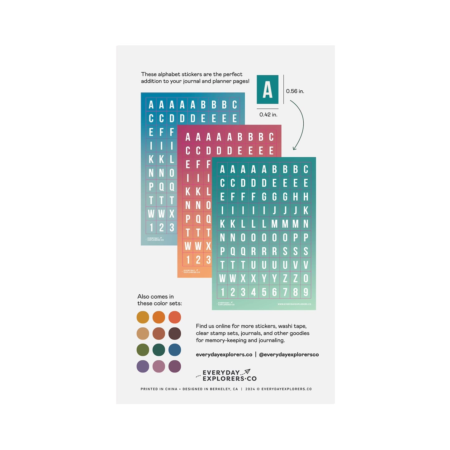 Summertime - Set of 3 Alphabet Sticker Sheets