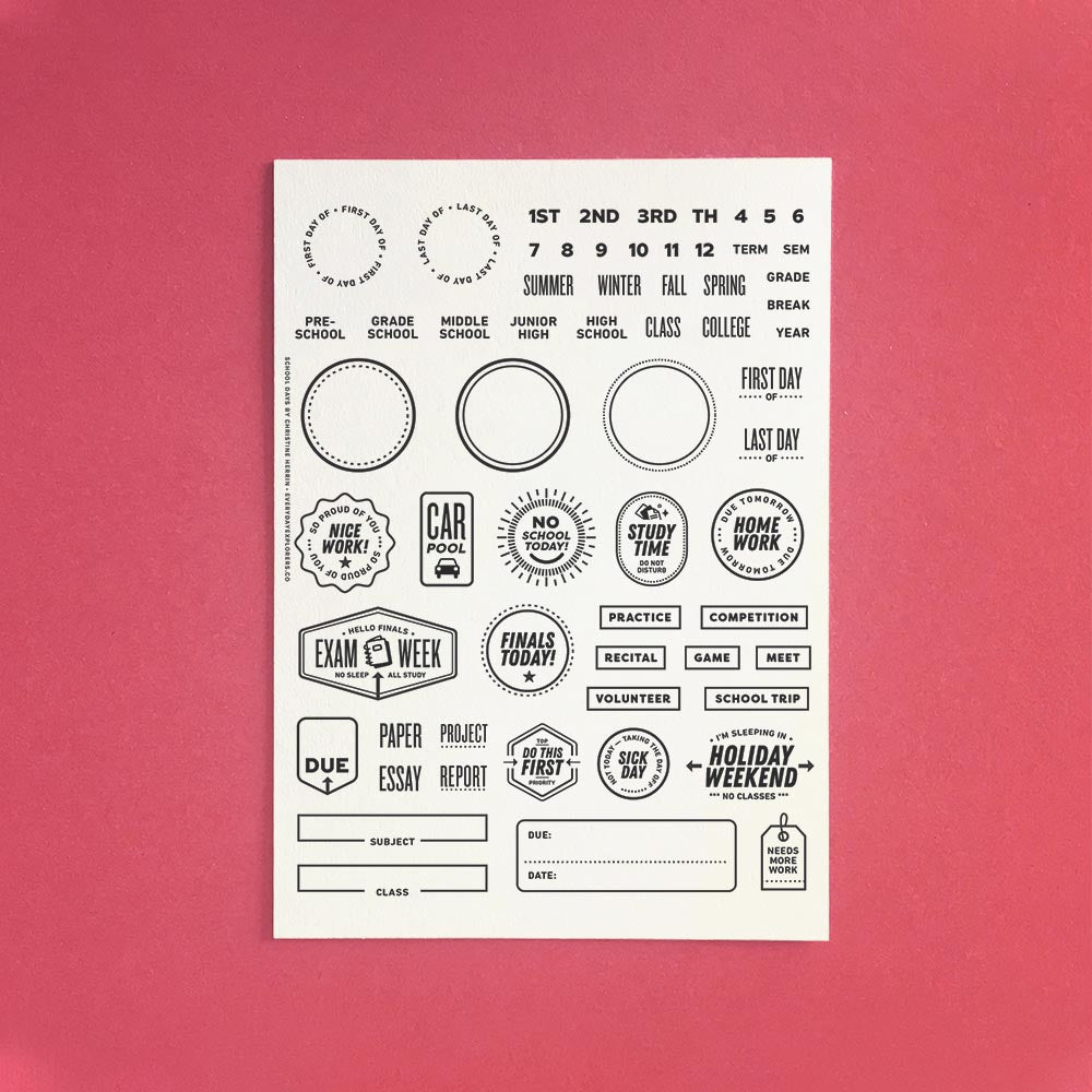 School Days - 6x8 Clear Stamp Set