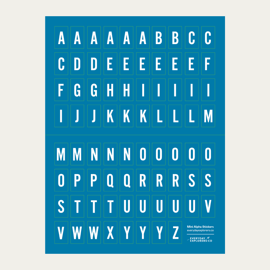 6x8 Alphabet Sticker Sheet - Bright Blue