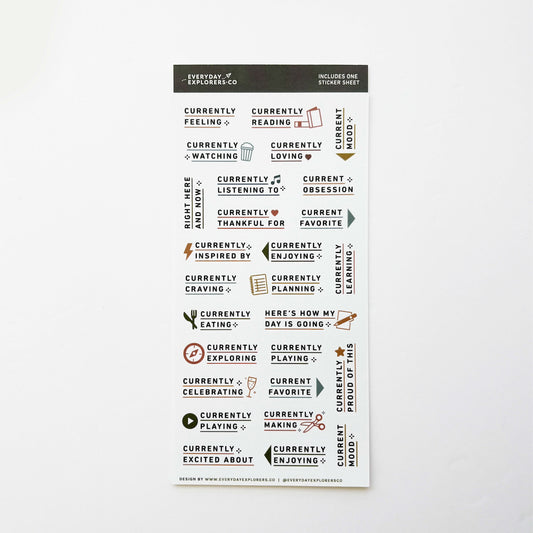 Currently - Washi Sticker Sheet