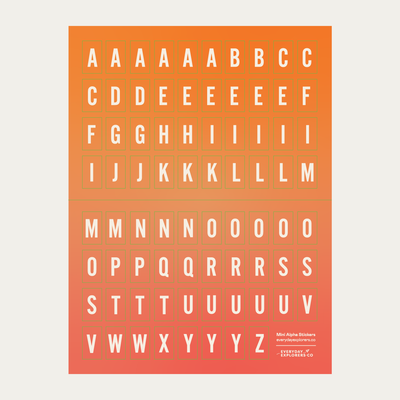 6x8 Alphabet Sticker Sheet - Orange Sherbet