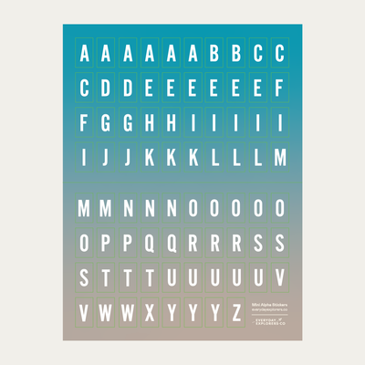6x8 Alphabet Sticker Sheet - Poolside