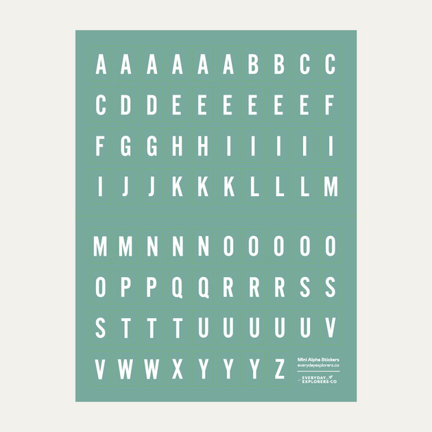6x8 Alphabet Sticker Sheet - Teal