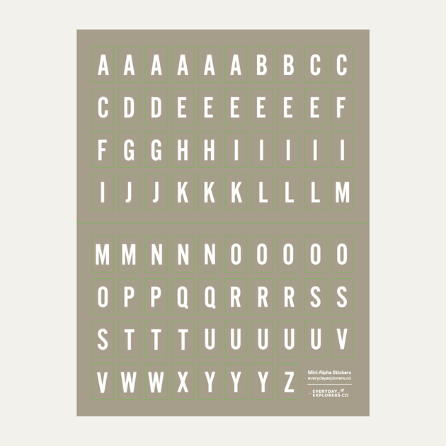 6x8 Alphabet Sticker Sheet - Gray