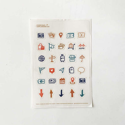 Travel Icons (Clear) - 4x6 Sticker Sheet